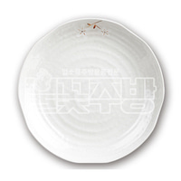 돌산 안개꽃(연마블) 웰빙원형접시(7인치~16인치) 멜라민 그릇 접시
