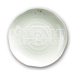 돌산 안개꽃(연청) 웰빙원형접시(7인치~16인치) 멜라민 그릇 접시
